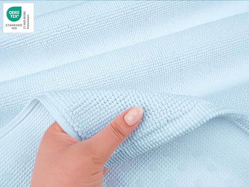 Image of American Soft Linen Bath Rug, 17 in 24 in 100% Cotton Bath Mats Rugs for Bathroom, Slip Reducer Washable Shaggy Form Area Rugs, Electric Blue Bath Rug