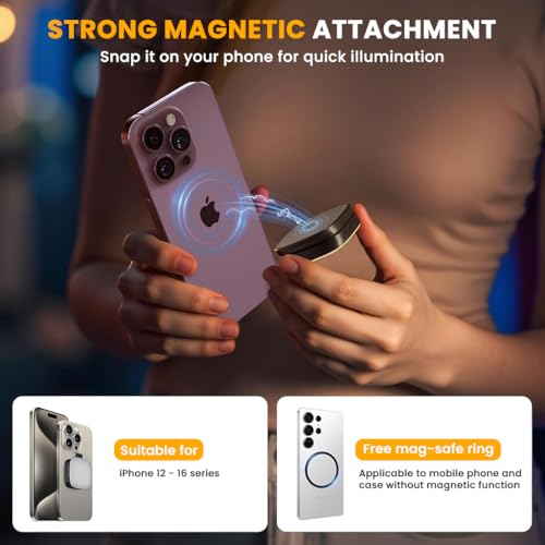 Image of ZORBES Folding Phone Mirror Light, 5-Color Dimmable LED, USB Rechargeable