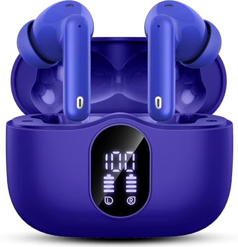 Auriculares Inalámbricos, Bluetooth 5.3 con HD Micrófono HiFi Estéreo Pantalla LED, Reducción de Ruido, 13 mm Controlador dinámico, IP7 Impermeable 36H Cascos Inalambricos