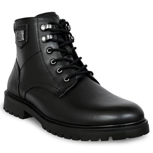 Allen Cooper Men Leather Boots (914BL-8), Black