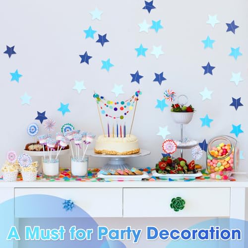 Image of Patelai Glitter Star Garland Banner 2026 Graduation Decor 130 Feet Star Hanging Banner Twinkle Backdrop for Party Birthday Classroom Wedding Supplies(Ocean Blue)