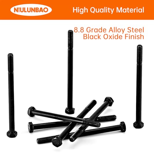 Image of M6-1.0 x 90mm Heavy Duty Hexagon Bolts Hex Head Screws, 8.8 Grade Alloy Steel, Black Oxide Finish, Metric Machine Partially Threaded, 10PCS