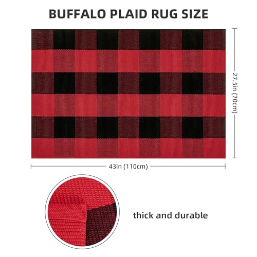 50% Off joybest Buffalo Plaid Doormat Rug - Cotton Hand-Woven