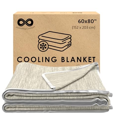 Everlasting Comfort Cooling Blanket for Hot Sleepers - Soft, Lightweight & Breathable Throw Blanket with Easy to Clean Material - Luxury Throws for Hot Flashes & Night Sweats (60'x80')