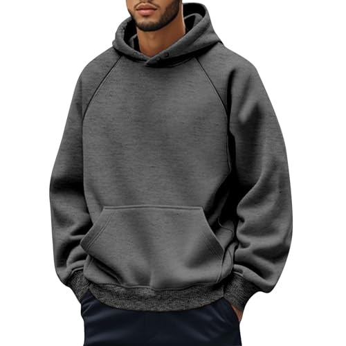 Men's Athletic Hooded Collar Hoodies Casual Long Sleeve Pullover with Pocket Fashion Loose Sweatshirts Fall Winter Clothes