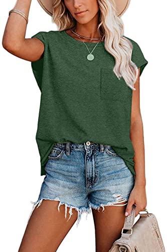 Image of CNFUFEN Short /Long Sleeve T Shirts for Women Fashion Casual Summer Lightweight Solid Trendy Tops