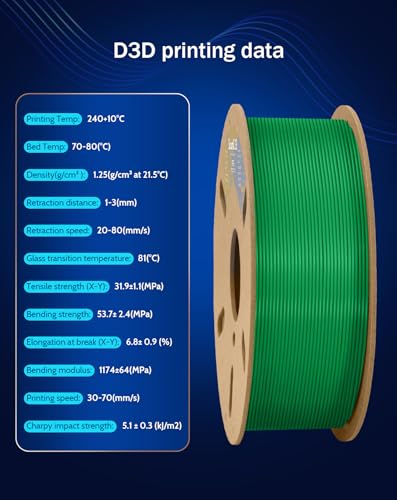 Image of DURAMIC 3D PETG Filament 1.75mm Green, 3D Printing Filament 1kg Spool(2.2lbs), Green Filament 1.75mm Dimensional Accuracy + /- 0.05 mm Non-Tangling Non-Clogging Non-Stringing (Pantone 2257U)