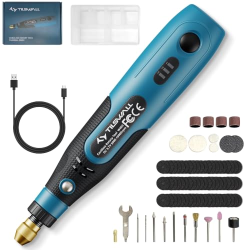 Tilswall Mini Cordless Rotary Tool Kit, 3-Speed 3.7V Power Rotary Tools with 82 Accessories, USB Charging Multi-Purpose Rotary Tools Set for Sanding, Polishing, Drilling, Cutting, DIY Crafts