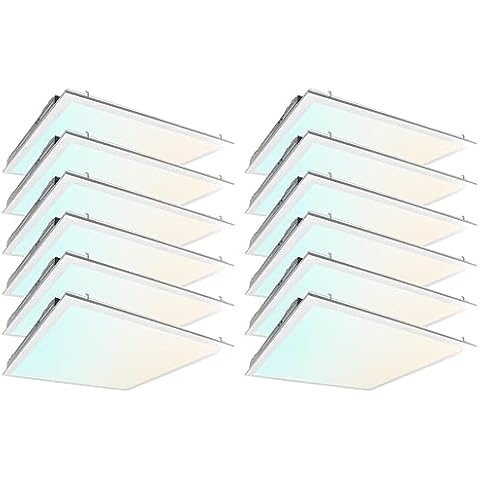 2x2 FT LED Light Flat Panel, 20/30/40W, Color Temperature Selectable 3K | 4K | 5K, Dimmable Recessed Drop Ceiling Lights, 2500/3750/5000 Lumens, Lay in Fixture for Office, 120-277V, UL DLC(12 Pack) Cover