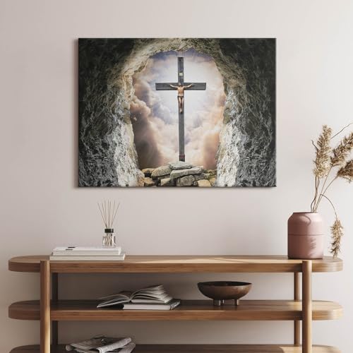 Jésus sur la croix tableau Wallfluent, cadeau de baptême idéal