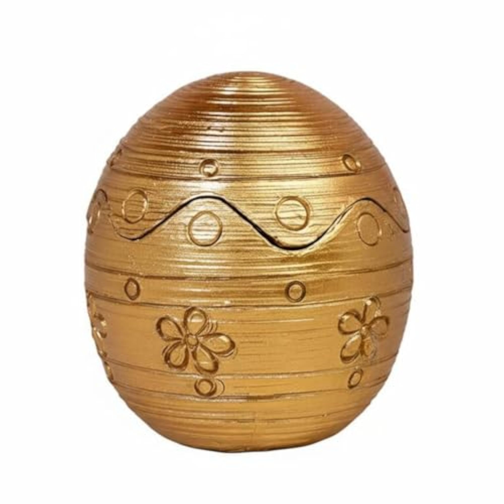 Hand-Painted Egg Shaped Tealight Holder, Patterned Gold Accents