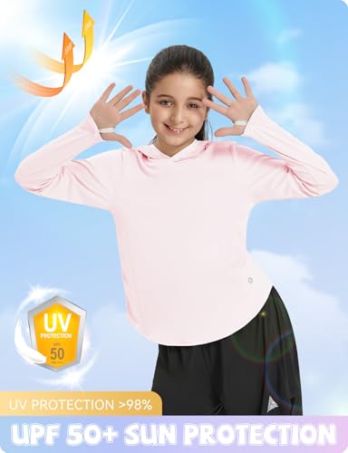 baleaf Girl's Sun Shirt UPF50 UV Protection Long Sleeve Kids SPF Athletic Hoodie Rash Guard Tops Clothing2