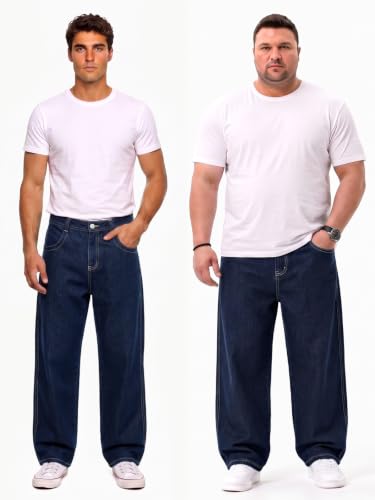 Image of GINGTTO Men's Baggy Barrel Jeans Wide Leg Y2K Denim Pants | Loose Fit Streetwear Casual Hip Hop Skater Vintage Style