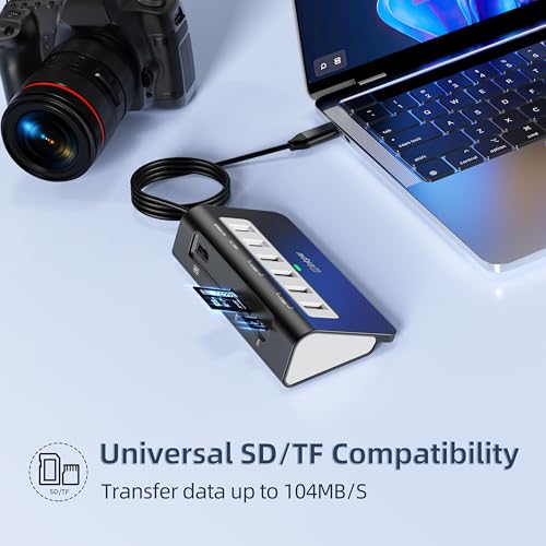 Image of intpw USB C Hub, P9 USB C Hub Multiport Adapter with 4K HDMI, PD 100W, Type-C & 2 USB A 3.0 5Gbps, 2 USB A 2.0, SD /TF Card Reader, Aluminum USB Hub for Laptop, iPhone 17 Series, MacBook, iPad
