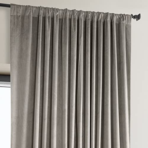 Image of HPD Half Price Drapes Signature Plush Extra Wide Velvet Blackout Curtains for Bedroom (1 Panel), 100W X 108L Hotel Black Out Curtains for Living Room, Thermal Insulated Curtains, Library Taupe