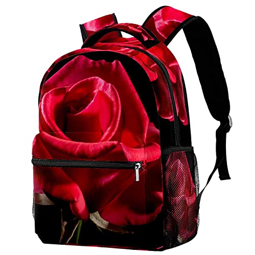 Sac à dos de voyage pour enfants motif roses rouges avec poche porte-bouteille