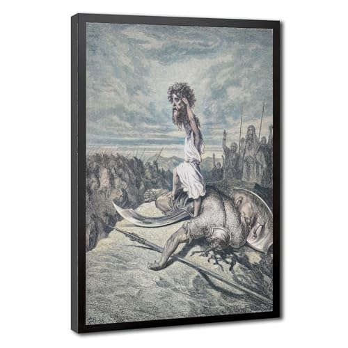 Toile David Slays Goliath Gustave Doré couleur pour habiller un mur vide de bureau