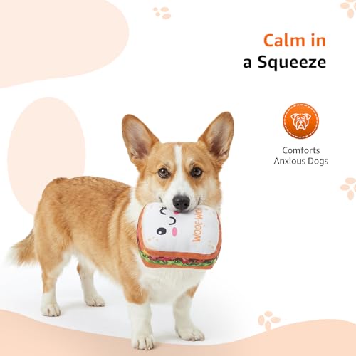 Image of Amazon Basics Squeaky Plush Dog Toy | Cute Sandwich Design | Crinkle & Squeak Sound | Soft & Durable | for Puppies & Small Dogs | Ideal for Chewing, Fetch & Play