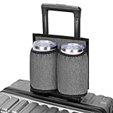 Luggage Travel Cup Holder Attachment for Suitcase, Free Hand Drink Carrier, Coffee Mug and Tumblers, Fits Roll on Suitcase Handles- Flight Attendants Travelers Accessories