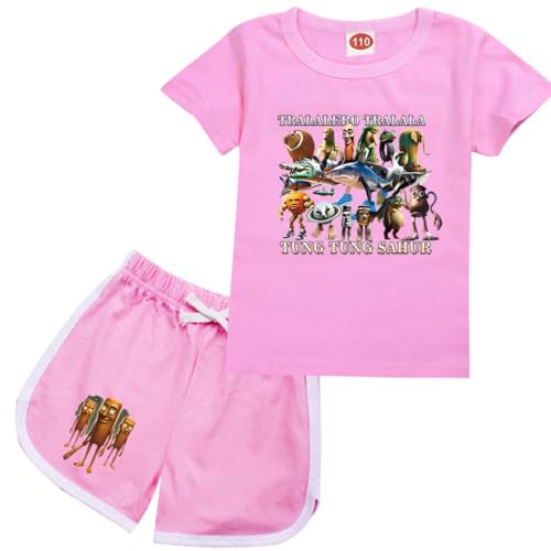 Kids Tralalero Tralala T-Shirt Outfits Boys Tungtungsahur Tracksuits T Shirt and Shorts 2pcs Set
