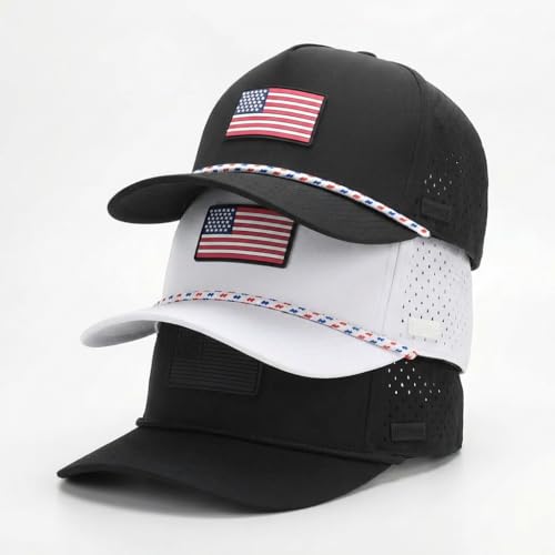Image of Curves & Clubs USA Golf Rope Hat - American Flag Golf Cap, Performance Hat - Adjustable, Breathable