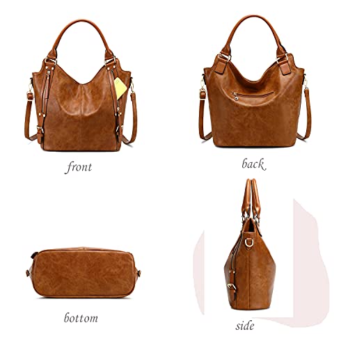 Image of Women Tote Bag Handbags PU Leather Fashion Hobo Shoulder Bags with Adjustable Shoulder Strap