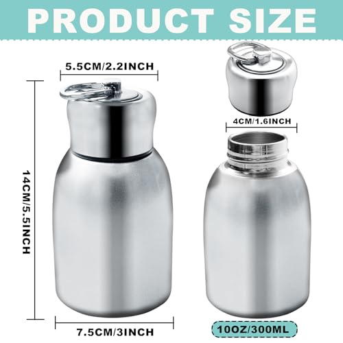 5 Pcs 10 oz Mini Stainless Steel Water Bottle Portable Drink Water Bottle Slim Insulated Thermal Design Small Vacuum Hot and Cold Water Bottle for Travel, Camping, and Sports(Silver)