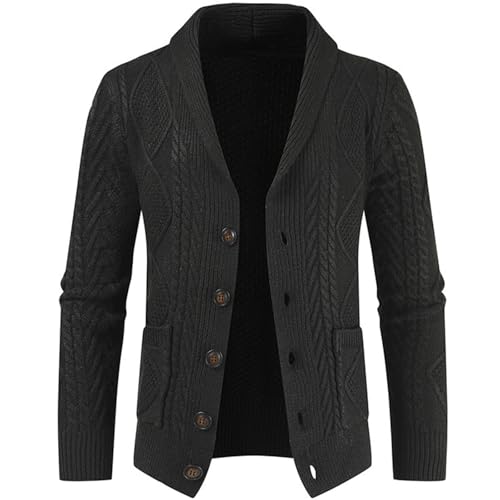 Chaqueta gruesa de punto de invierno tipo cárdigan monocolor regular
