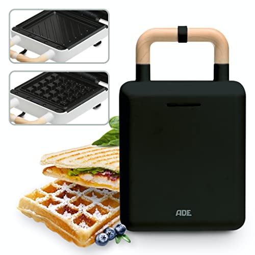 ADE Waffeleisen Sandwichmaker 2-in-1 KG2138-3 auswechselbare Platten, Sandwichtoaster mit Teflon-Antihaftbeschichtung…