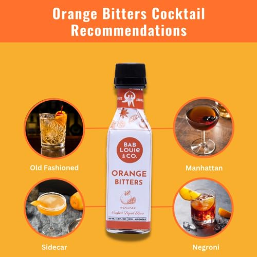 Bab Louie & Co. Orange Bitters for Cocktails | India's First Non-Alcoholic Handcrafted Bitters | 100% Natural Made with Real Fruits, Herbs & Spices |Fresh Citrus Notes | Manhattan, ni, Sidecar,