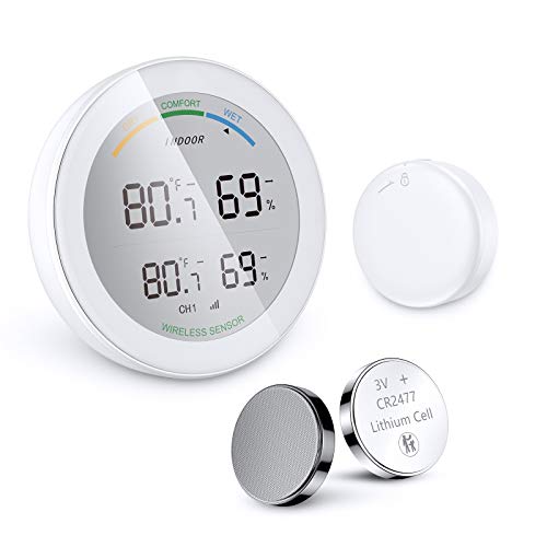 Indoor Outdoor Thermometer Wireless Smart Digital Hygrometer with Temperature and Humidity Monitor for Home Temperature Humidity Gauge with Humidity Sensor for Temp and Humidity Monitor