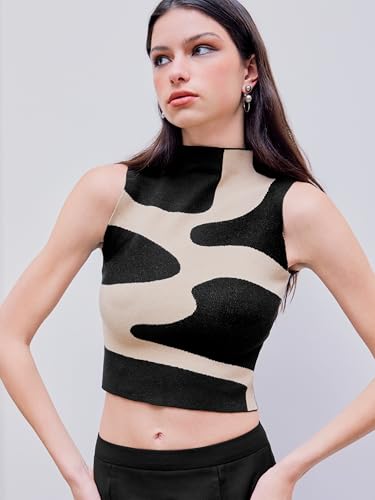 CIDER Knitted Zebra Stripe Sleeveless Crop Top2
