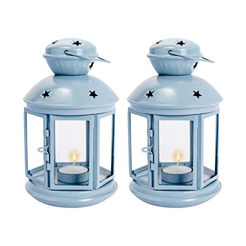 Nicola Spring Blue Metal Candle Lanterns Set Cover