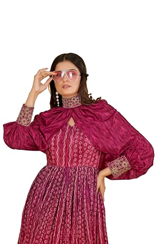 Image of ODD BY chansi TRENDZ Women's Poly Georgette Long Sleeves V-Neck Flared Kurti