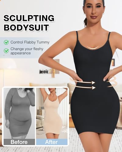 Image of Shapewear Dress for Women Full Slip for Under Dress Shapewear Tummy Control Dress Slips for Under Dresses