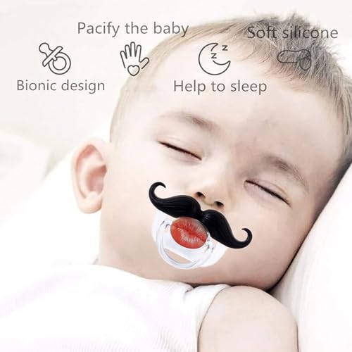 Image of Funny Baby Pacifiers,Mustache Pacifiers 0-18 Months for Babies,Mustache Binky,Gift for Newborns,Infants,Toddlers,Baby Boys,BPA Free(Mustache Pacifiers)