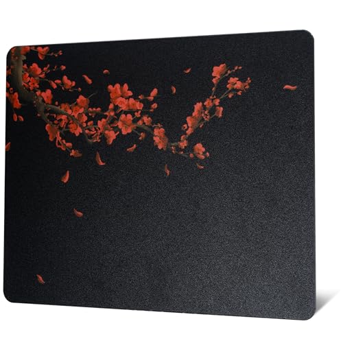 Image of XVX Glass Gaming Mousepad, Black Plum Blossoms Hard Mouse Pads for Gaming, Professional Large Mouse Mat 16.2 inch x 12.2 inch, Special Glass Surface with Improved Precision and Speed