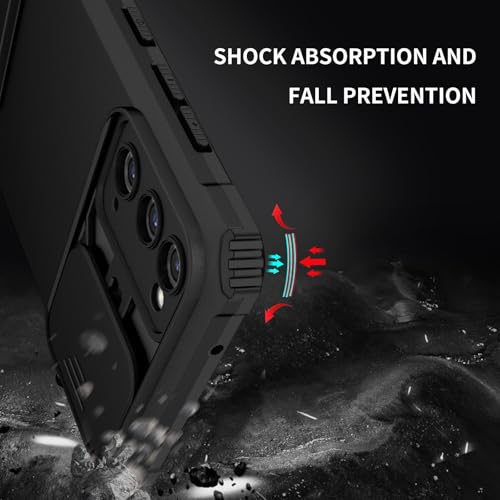 Image of ShieldTech Back Cover Case for Samsung Galaxy S20 FE 5G | Sliding Camera Shield | Stereoscopic Stand | Shockproof 360 Protection | PC + TPU Hybrid Mobile Case Cover for Samsung Galaxy S20 FE | Black