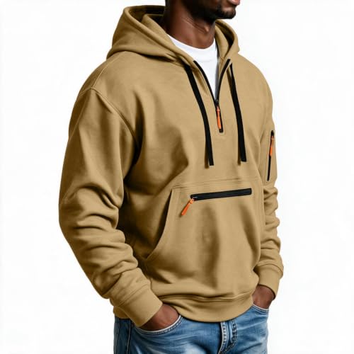 Half Zip Sweatshirt for Men Tactical Zip Hoodies Work Quarter Zip Pullover - image 5