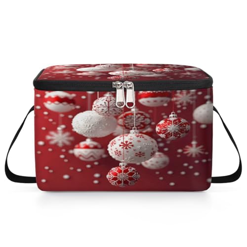 GzLeyigou Christmas Bells Decor Lunch Bags for Women Men 9 Cans, Hot & Cold Food Delivery Bag Insulated Grocery Bag Insulated Lunch Box Cooler Bag for Office Work Picnic Beach