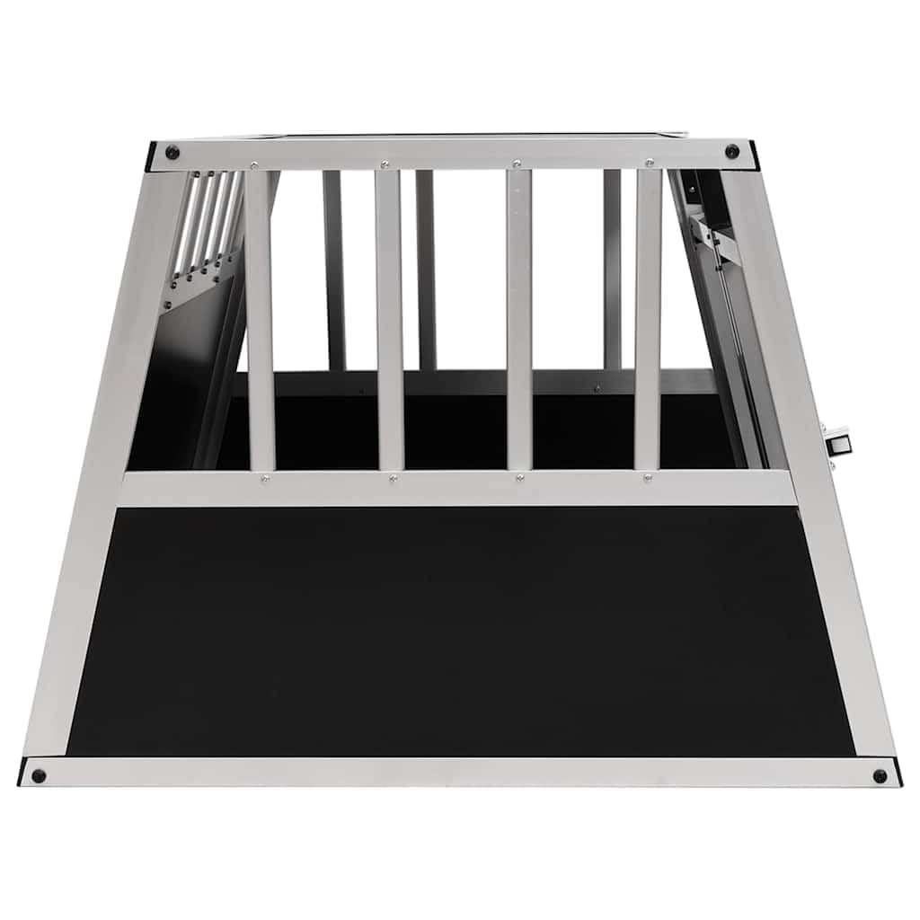Hundetransportbox mit Doppeltür aus Aluminium und MDF 89 x 69 x 50 cm, leicht und sicher für mittelgroße Hunde, ideal als Hundeunterkunft im Auto mit guter Belüftung