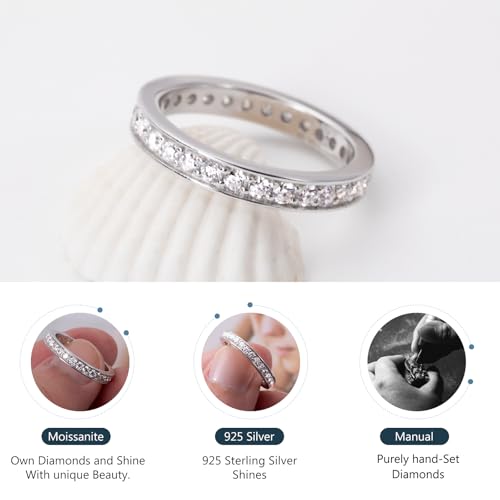 Moissanite Eternity Wedding Band Ring D Color VVS1 18k Gold Plated 925 Sterling Silver Moissanite Ring Gift for Mom/Wife4