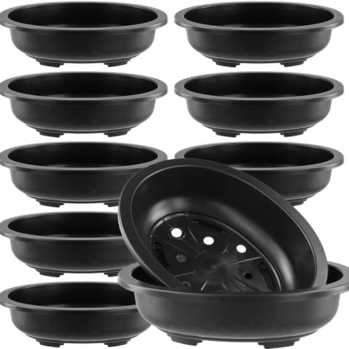 HOIGON 10PCS 12 Inches Plastic Oval Bonsai Training Pots, Black Large Oval Plastic Planter Pot with...