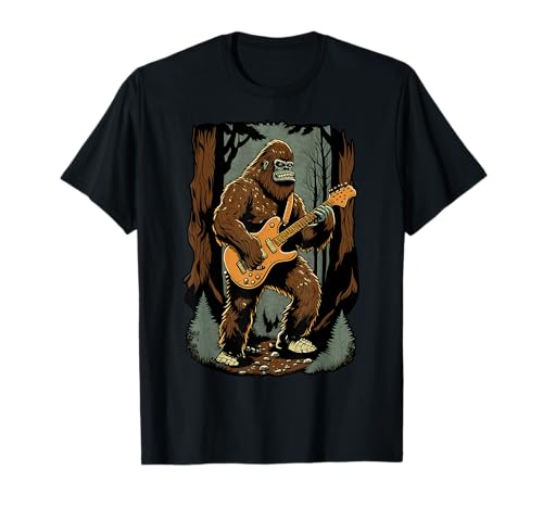 Bigfoot Playing Electric Guitar, Sasquatch Graphic T-Shirt