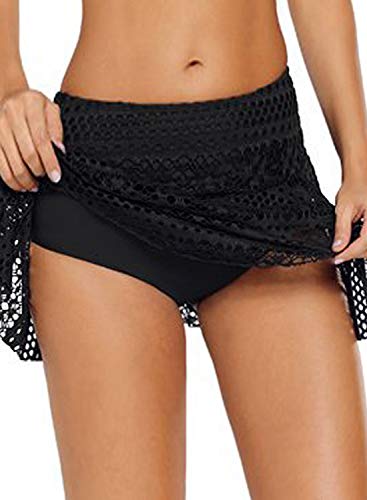 Lopie Women's Lace Crochet Swim Skirt Bikini Bottom