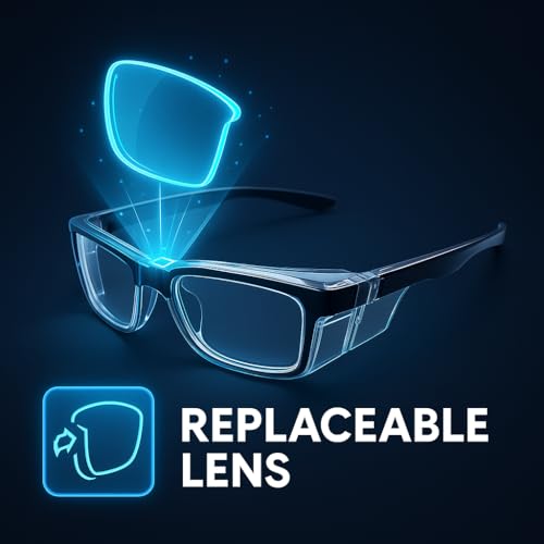 Image of FAMOUS Prescription safety eyeglass frames for men and women polycarbonate material with zero power lens with clear side shield
