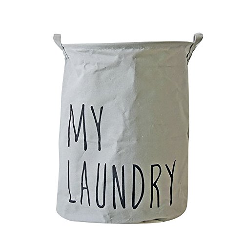 Go first Storage Basket, Letters Printing Wash Storage Box Cotton Waterproof PE Coating Storage Basket Fabric Folding Laundry Hamper Bucket Large Sized 13.7x17.7 Inch (Color : B)