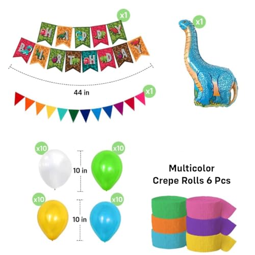 Image of Party Propz Dinosaur Theme Birthday Decorations- 49pcs, Dinosaur Decoration Items, Birthday Decoration Kit, Decorations Items For Kids, Foil Balloons For Kids (Cardstock)