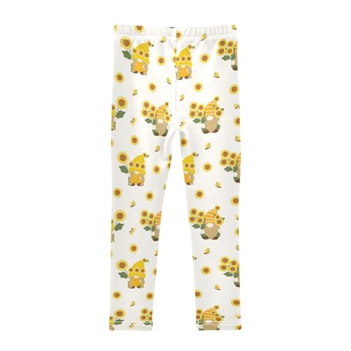 Girls Leggings Yellow Sunflowers with Gnomes Toddler Girls Clothes Leggings for Girls Toddler Girls Leggings 3-4T2