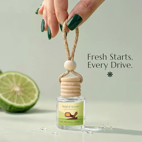 Image of Soul & Scents 16ml Luxury Car Perfumes Bergamot & Grapefruit | Morning Drive | 2-in-1 Hanging Pod & AC Vent Air Freshener | Premium Car Fragrance Accessory | Long Lasting Odour Eliminator | Pack of 2